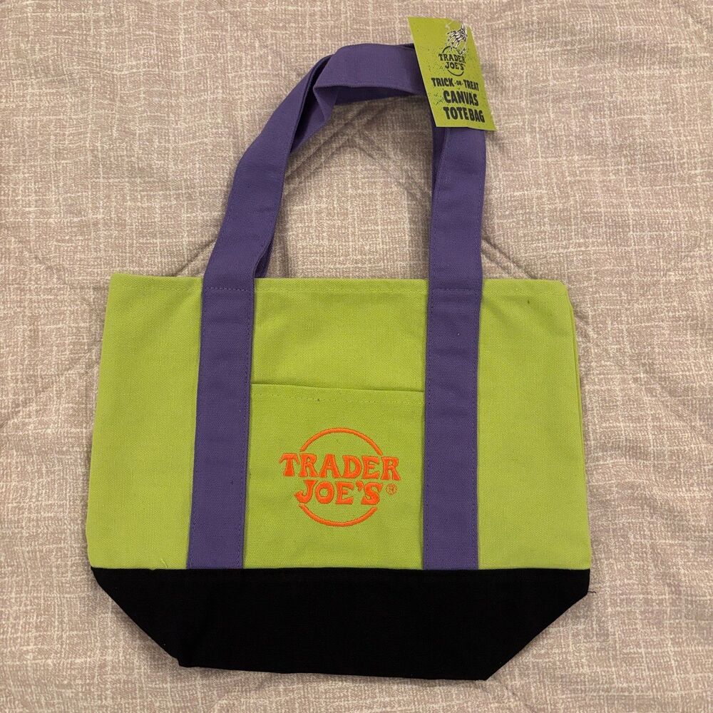 Rare NWT Trader Joe's Trick or Treat Canvas Tote Bag Limited Edition Halloween
